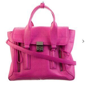 RARE 3.1 Phillip Lim medium Pashli satchel bag purse hot pink embossed leather